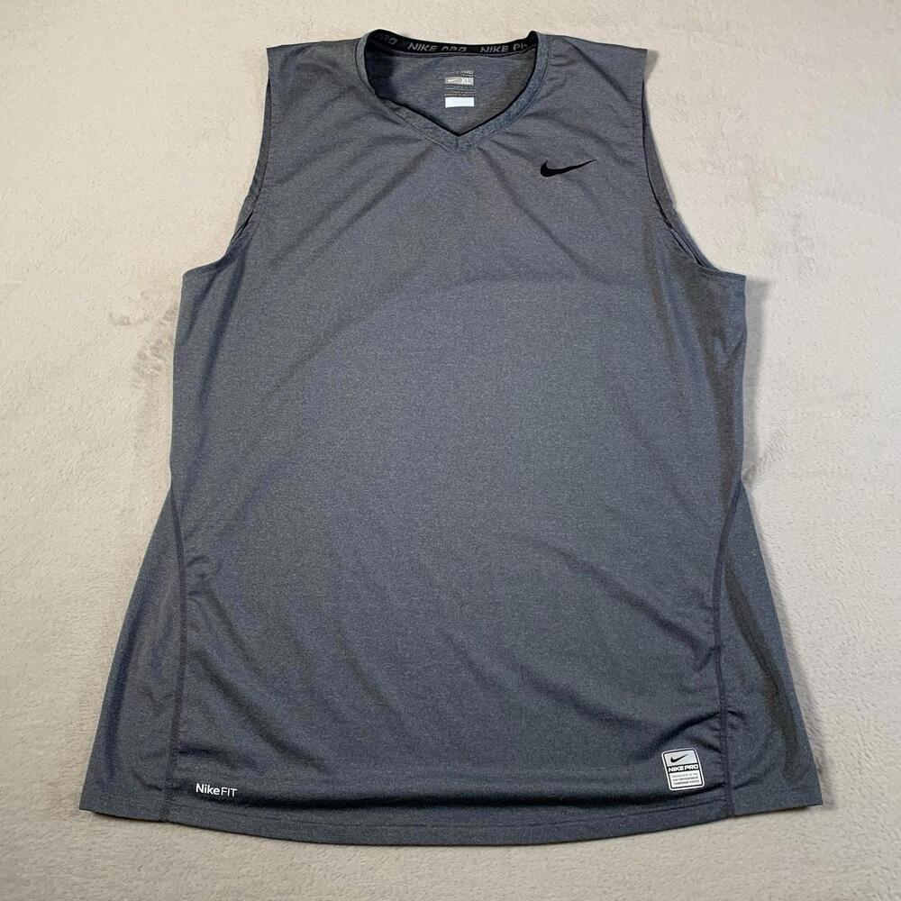 Nike Pro Shirt Youth XL Gray Fitted‎ Tank Top Sleeveless Active Boys Outdoors